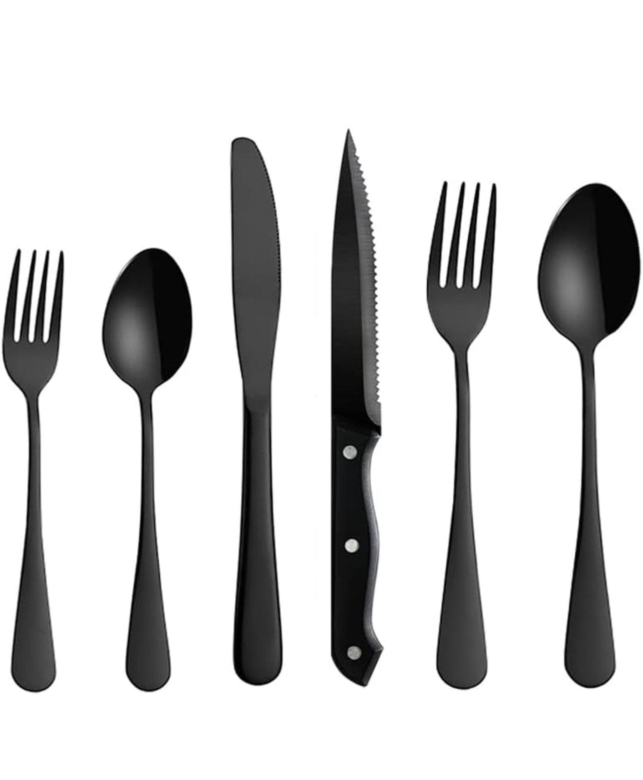Cubiertos Negros De Acero inoxidable brillantes