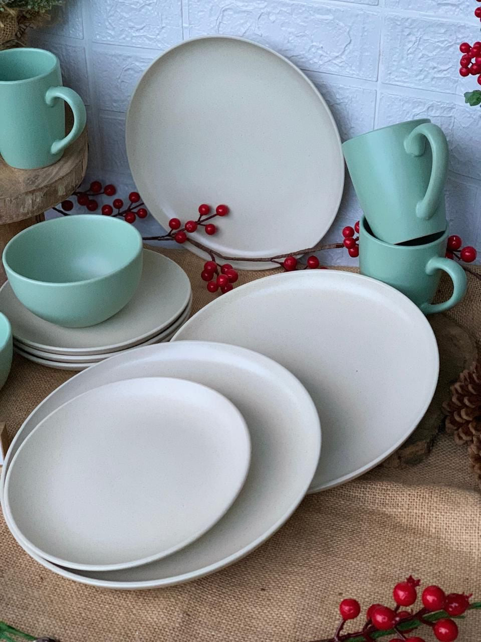 Vajilla menta/beige