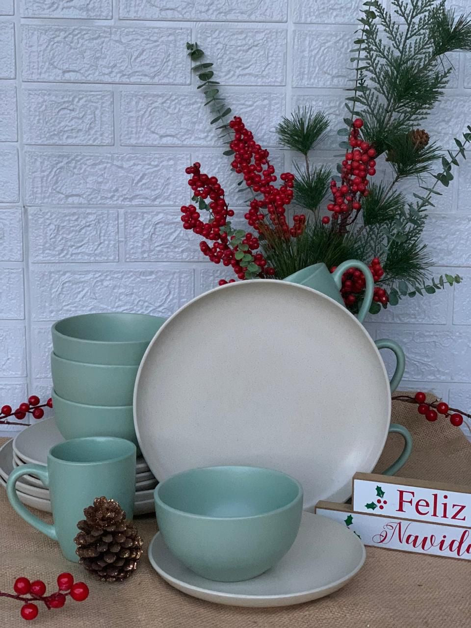 Vajilla menta/beige